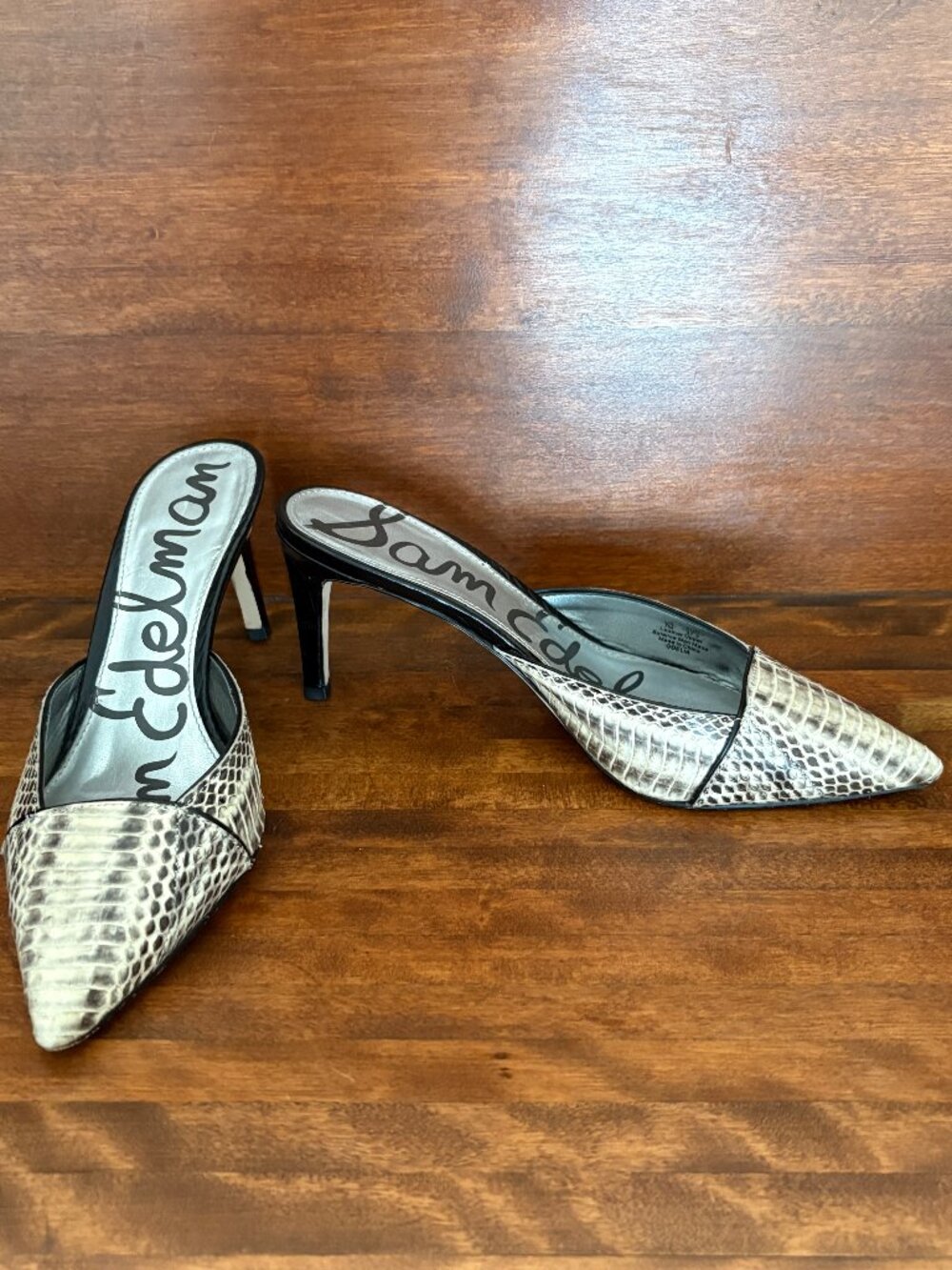 Sam Edelman Odelia Snakeskin Kitten Heel Mule Office Siren Y2k Quiet Luxury Sz 7